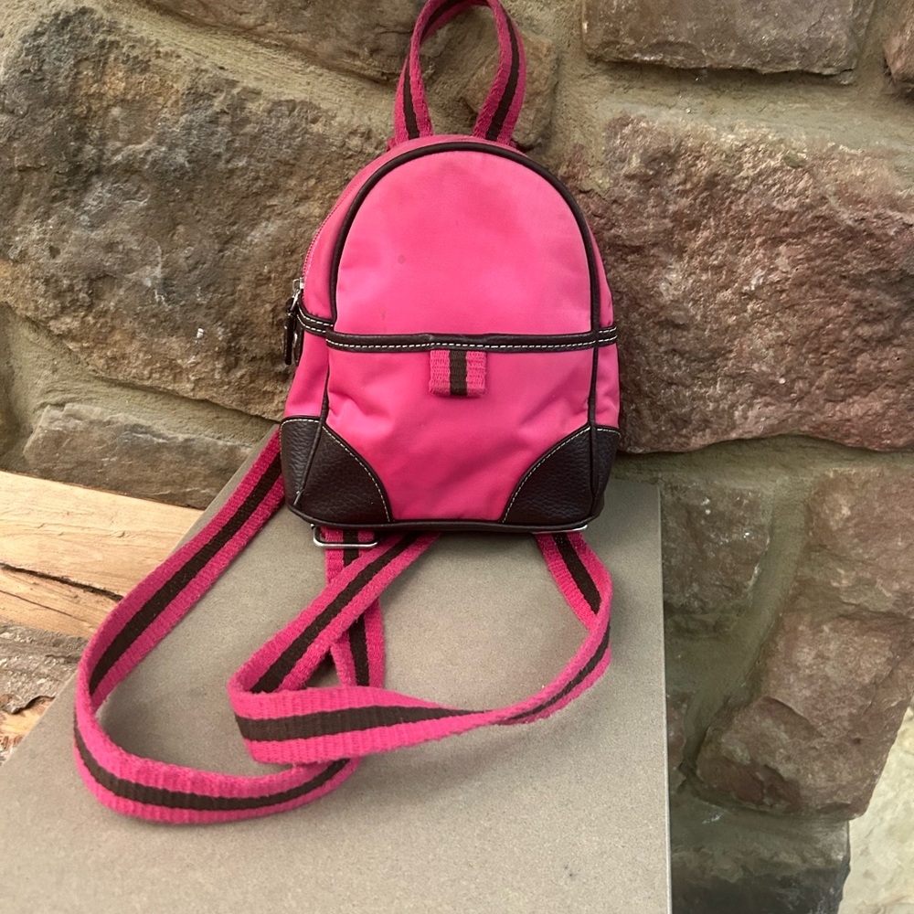 Tommy Hilfiger Bright Pink Mini Backpack with Contrast Trim Preowned